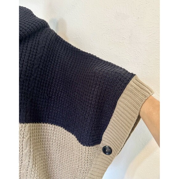 THML Woman Size S Two Tone Knit Poncho Boho Minimalist Lagenlook Coastal Grandma - Picture 5 of 12